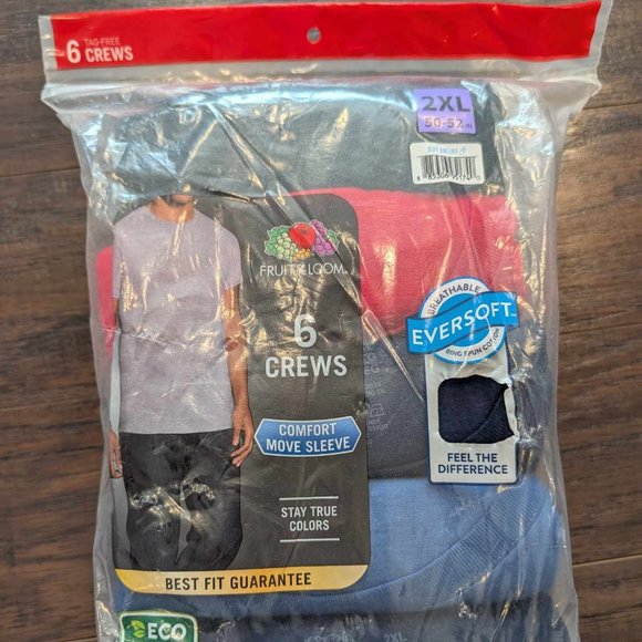 *3/$25* Brand New - Men's Fruit of the Loom Crew Neck Tees  6 pack- Size 2XL - Picture 1 of 2